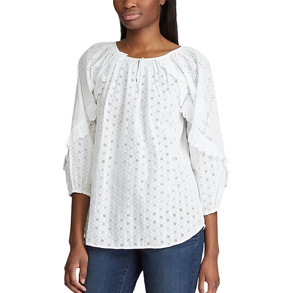chaps eyelet peasant top