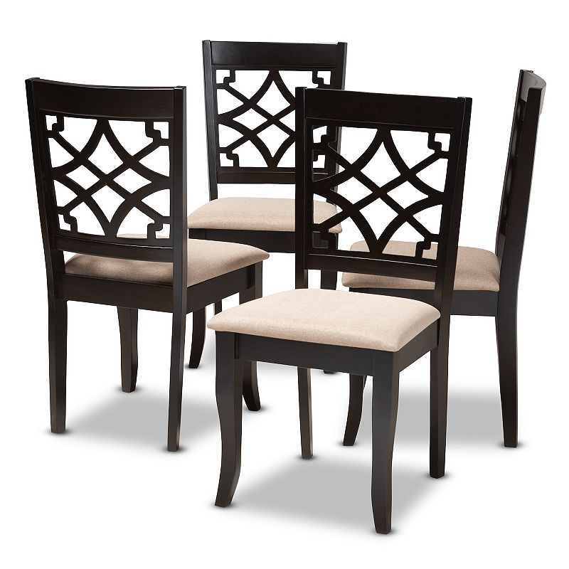 Baxton Studio Mael Dining Chair 4-Piece Set, Beig/Green