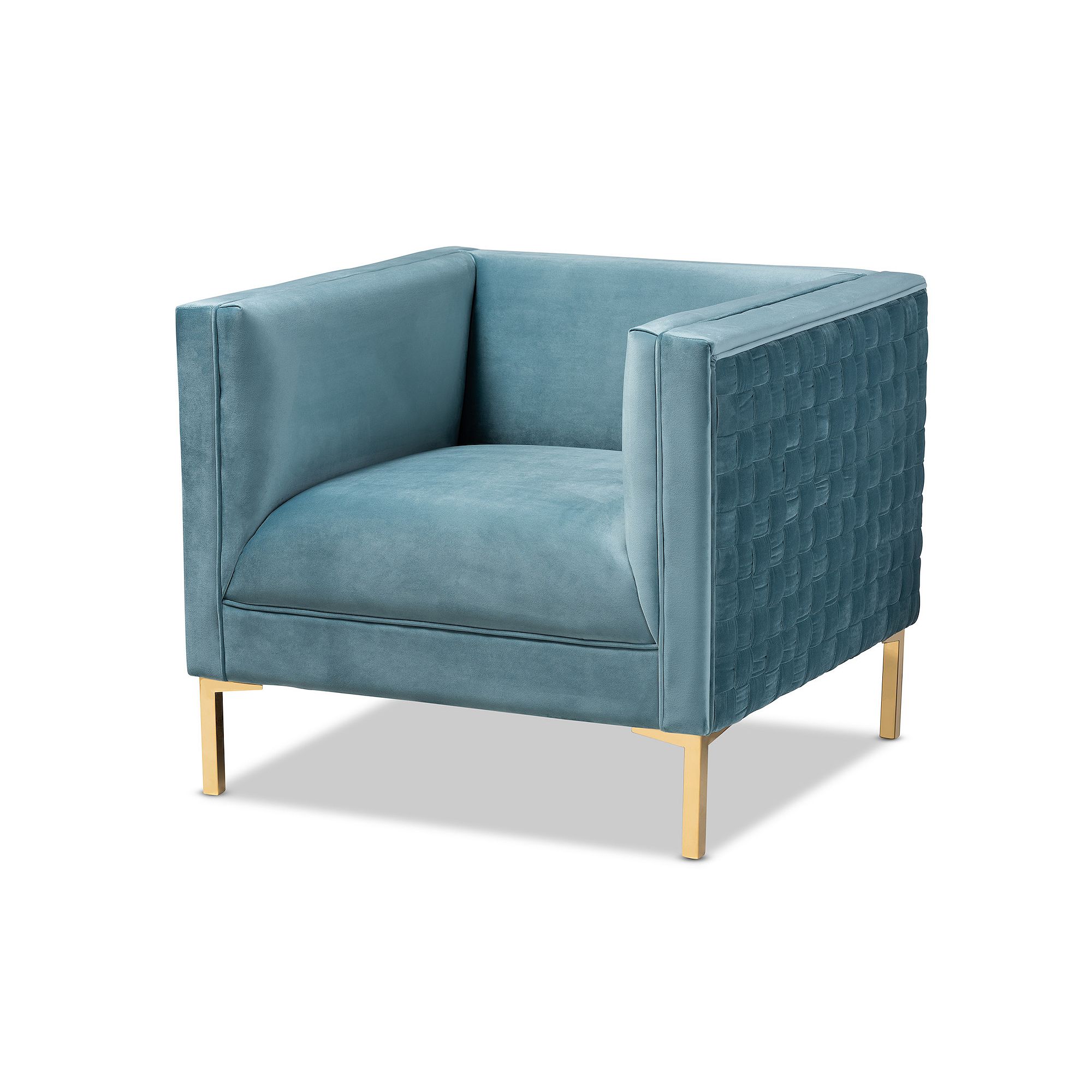 Baxton Studio Seraphin Blue Chair, Light Blue Gold