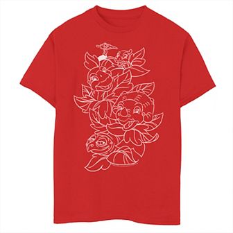 Boys 8-20 Land Before Time Tropical Leaves Dino Group Outline Tee