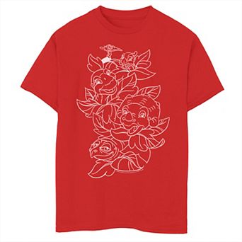 Boys 8-20 Land Before Time Tropical Leaves Dino Group Outline Tee