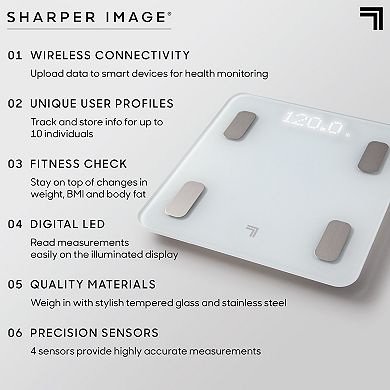 Sharper Image Digital Body Scale with LED & Bluetooth