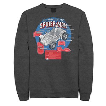 Men's Marvel The Amazing Spider-Man Vehicle Schematics Fleece Graphic Top