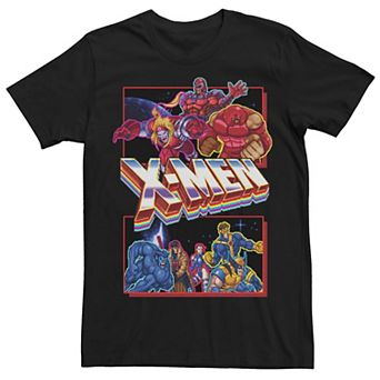 Men's X-Mens Arcade Characters Group Shot Panels Graphic Tee