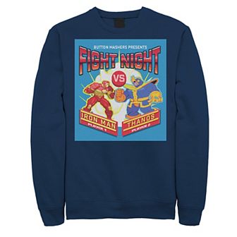 Men's Marvel Fight Night Iron Man Vs Thanos Vintage Poster Fleece Graphic Top