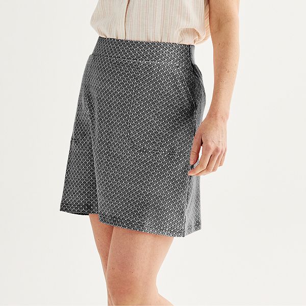 Women's Croft & Barrow® Easy Pull-On Skort - Black Small Print (SMALL)