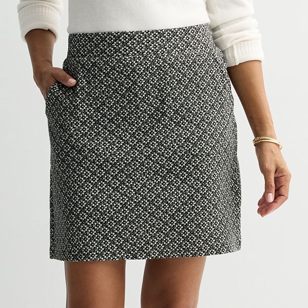 Women's Croft & Barrow® Easy Pull-On Skort - Black Texture Tile (X SMALL)