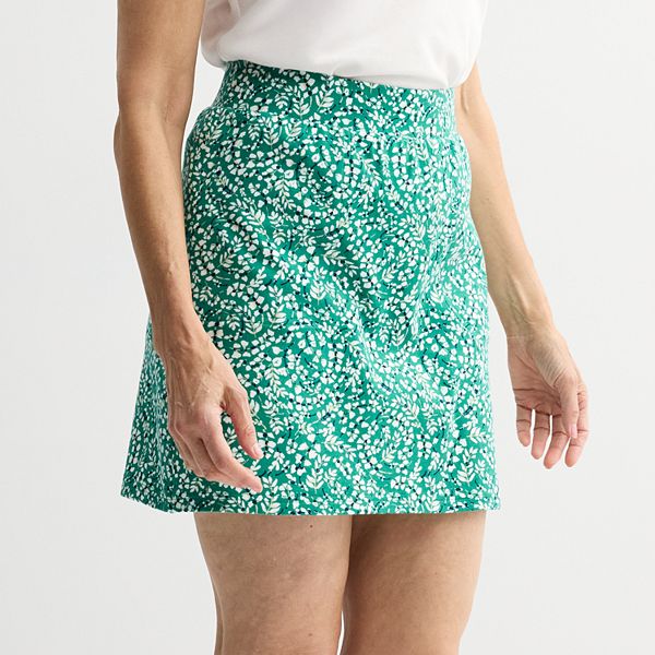 Women's Croft & Barrow® Easy Pull-On Skort - Green White Floral (X SMALL)