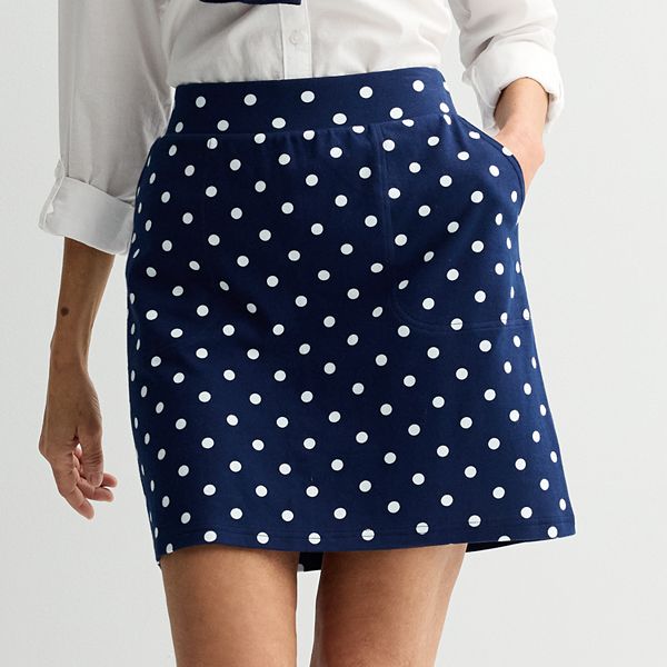 Women's Croft & Barrow® Easy Pull-On Skort - Navy Chic Dot (X SMALL)