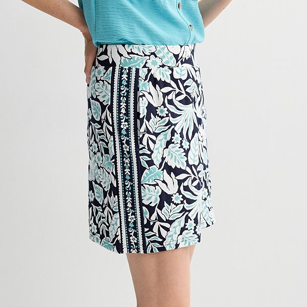 Women's Croft & Barrow® Easy Pull-On Skort - Navy Tropical Palm (X SMALL)