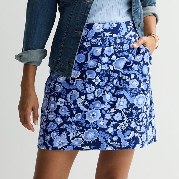 Women's Croft & Barrow® Easy Pull-On Skort - Navy Vine Paisley (X SMALL)