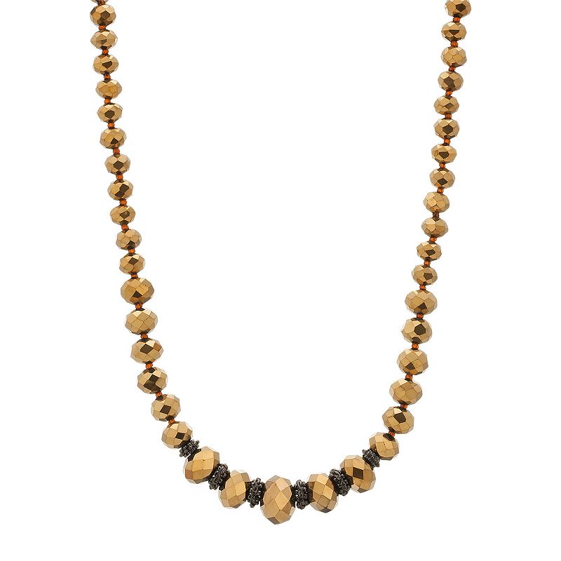 55336626 1928 Two Tone Bead Necklace, Womens, Black sku 55336626