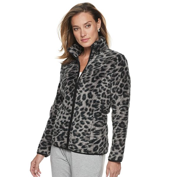 Women's Cathy Daniels Animal Print Zip-Front Fleece Jacket