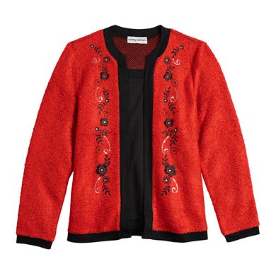 Women's Cathy Daniels Floral Embroidered Mock-Layer Top