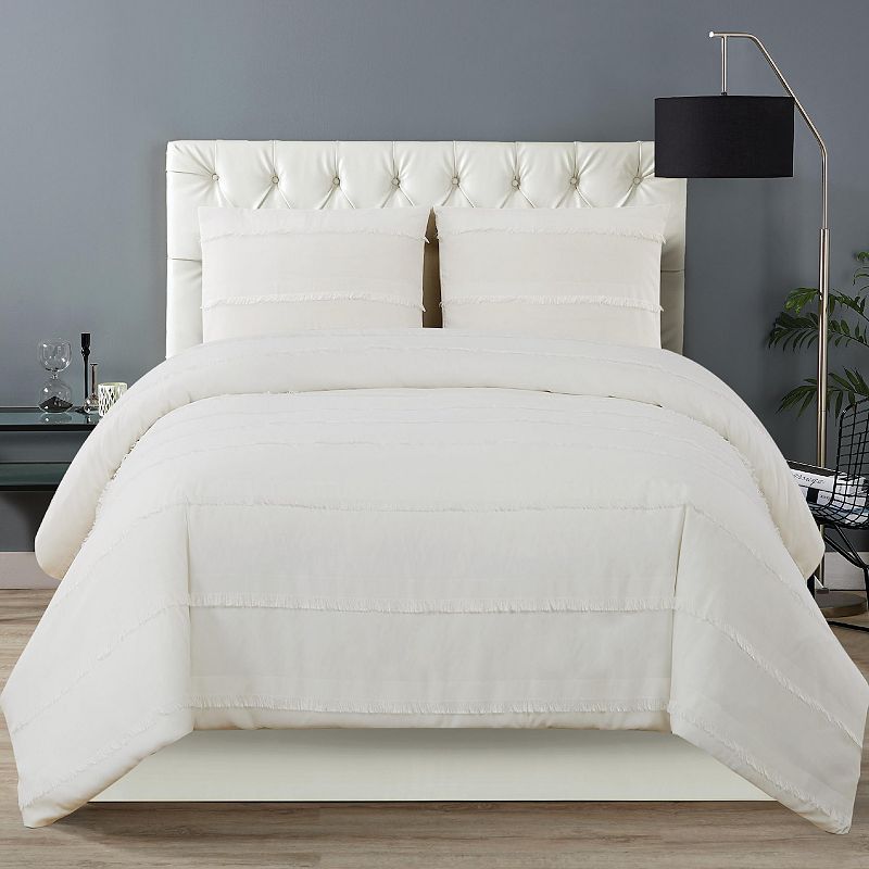 Christian Siriano Kristen Duvet Cover Set, White, Queen