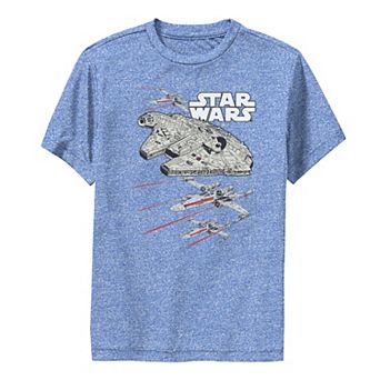 Boys 8-20 Star Wars Millennium Falcon X-Wing Retro Poly Graphic Performance Tee