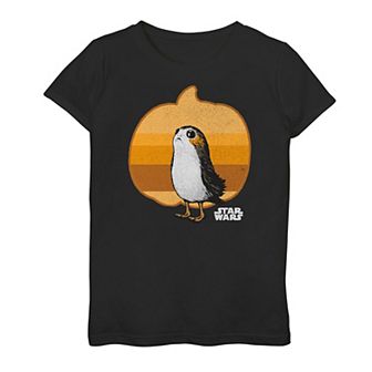 Girls 7-16 Star Wars Porg Striped Pumpkin Graphic Tee