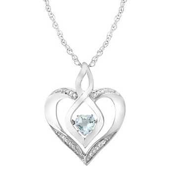 LOVEABLES Sterling Silver Gemstone & Diamond Accent Heart Pendant Necklace