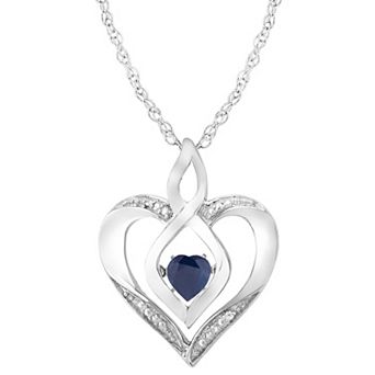 LOVEABLES Sterling Silver Gemstone & Diamond Accent Heart Pendant Necklace