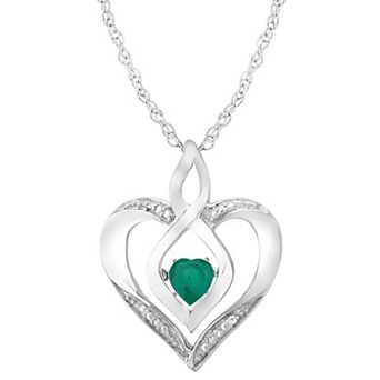 LOVEABLES Sterling Silver Gemstone & Diamond Accent Heart Pendant Necklace