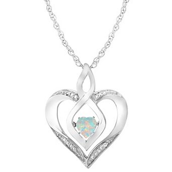 LOVEABLES Sterling Silver Gemstone & Diamond Accent Heart Pendant Necklace