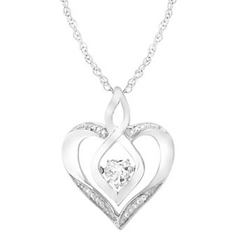 Sterling Silver Gemstone & Diamond Accent Heart Pendant Necklace