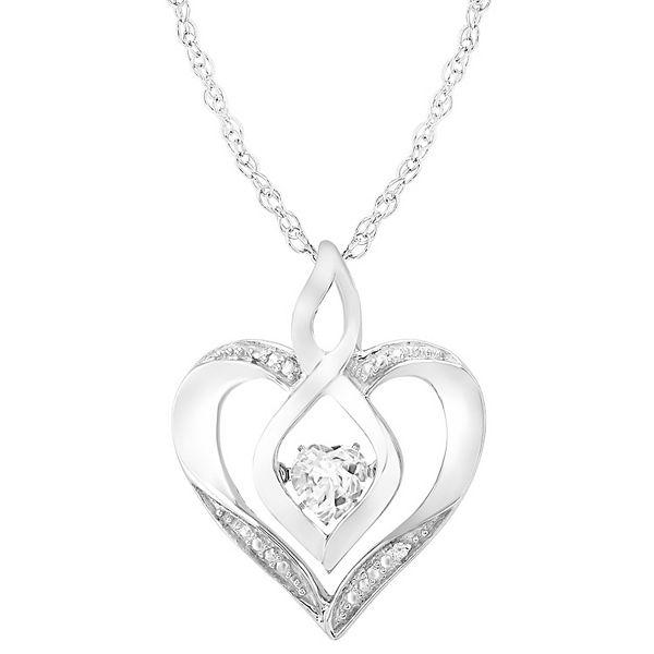 Sterling Silver Gemstone & Diamond Accent Heart Pendant Necklace