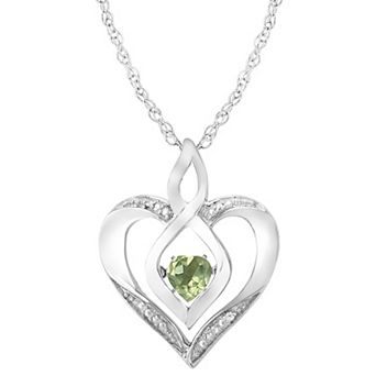 LOVEABLES Sterling Silver Gemstone & Diamond Accent Heart Pendant Necklace