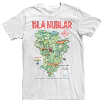 Men's Jurassic Park Island Guide Map Tee