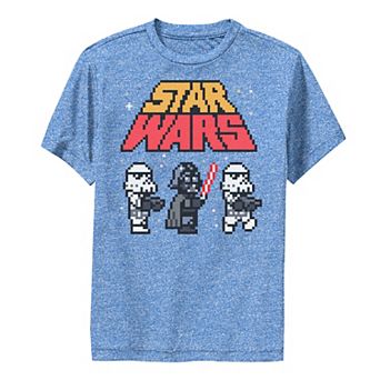 Boys 6-20 Star Wars Vader Troopers Logo 8-Bit Pixels Graphic Performance Tee