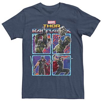 Men's Marvel Thor Ragnarok Hulk Thor Action Pose Grid Tee