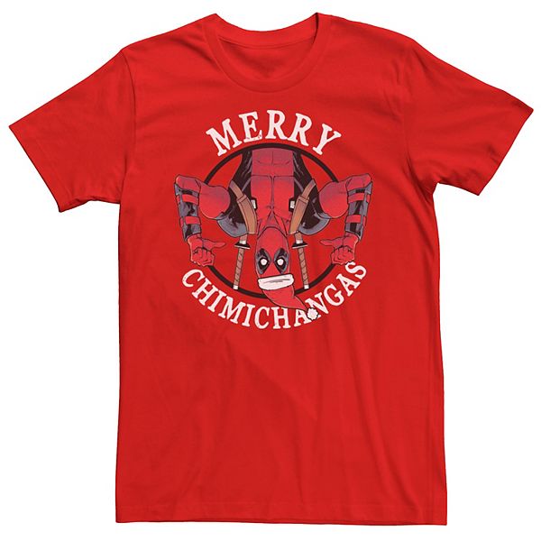 Men s Marvel Deadpool Merry Chimichangas Holiday Tee