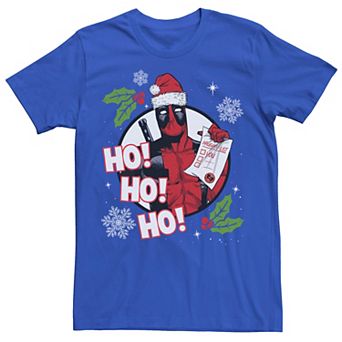 Men's Marvel Deadpool Santa Naughty List Holiday Tee