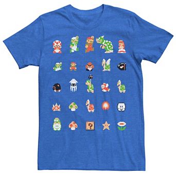 Men's Nintendo Super Mario 8-bit Retro Icon Grid Tee