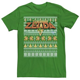 Men's Nintendo Legend Of Zelda 8-Bit Ugly Holiday Sweater Graphic Tee