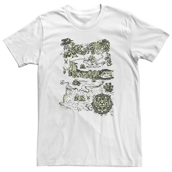 Men's Nintendo Legend Of Zelda Map Green Hue Poster Graphic Tee