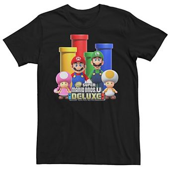 Men's Nintendo Super Mario Bros U Deluxe Group Shot Logo Graphic Tee
