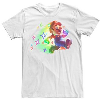 Men's Nintendo Super Mario Action Pose Neon Portrait Graphic Tee