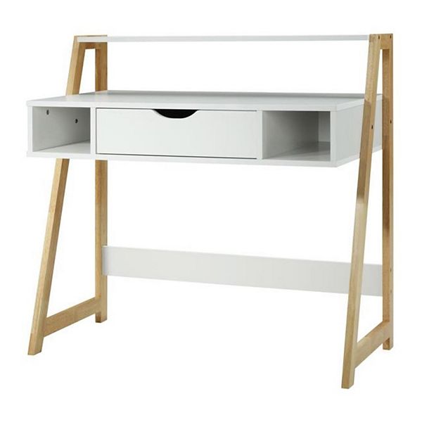 Heidi Collection White And Natural Wood Desk
