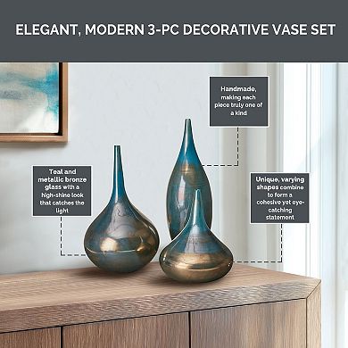 Madison Park Signature Aurora Rainbow Glass Vase 3-pc. Set