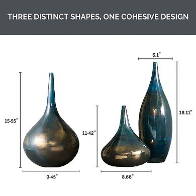 Madison Park Signature Aurora Rainbow Glass Vase 3-pc. Set