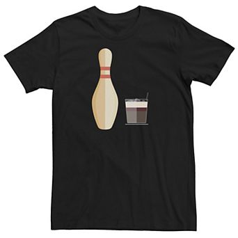 Men's Big Lebowski Bowling Pin Glass Of Whiskey Tee