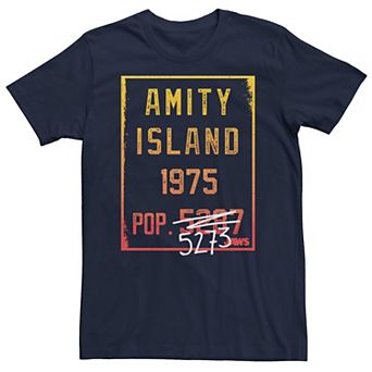 Men's Jaws Amity Island Population Change Sign Gradient Tee