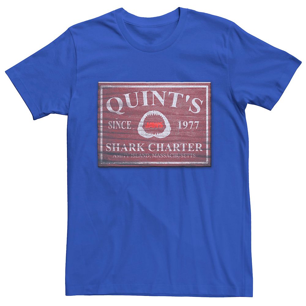 Men's Jaws Quint's Shark Charter Wooden Sign Tee
