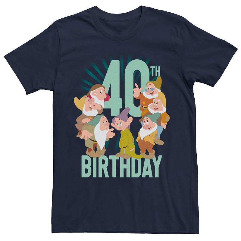 Disneys Snow White Mens Dwarfs Group Shot 40th Birthday Graphic Tee, Size