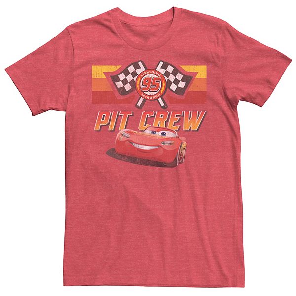 Men's Disney / Pixar Cars McQueen Pit Crew Red Distressed Tee