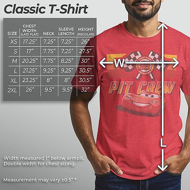 Disney / Pixar's Cars Lightining McQueen Men's Pit Crew Red Distressed Tee