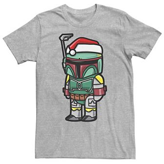 Men's Star Wars Boba Fett Santa Hat Cartoon Style Christmas Graphic Tee