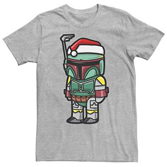 Men's Star Wars Boba Fett Santa Hat Cartoon Style Christmas Graphic Tee