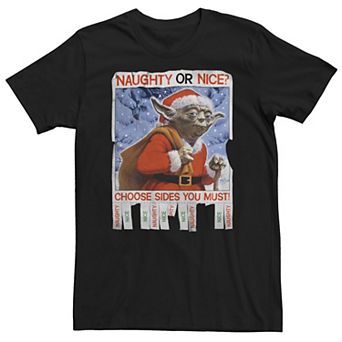 Men's Star Wars Yoda Naughty Or Nice Flyer Christmas Graphic Tee